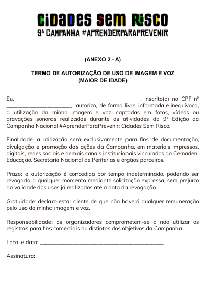 Anexo 2 - A - Termo de uso de imagem para maior de idade