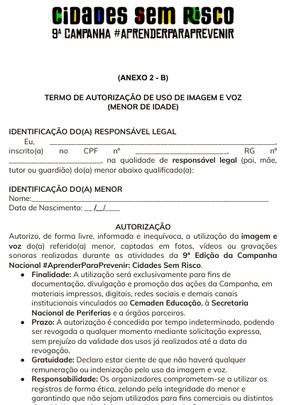 Anexo 2 - B - Termo de uso de imagem para menor de idade