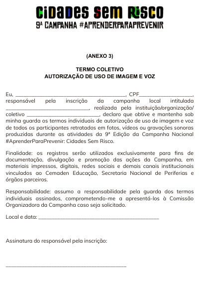 Anexo 3 - Termo de uso coletivo das imagens