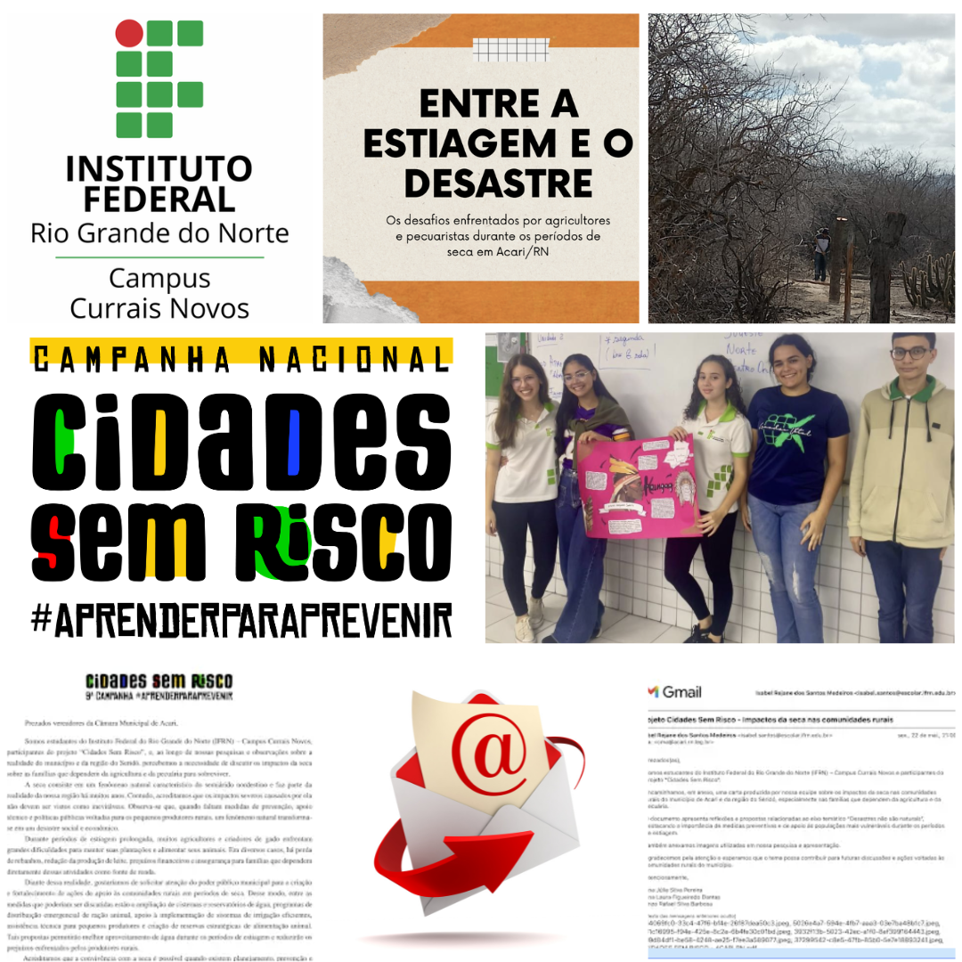 Resumo da atividade; carta; slides; fotos; email enviado