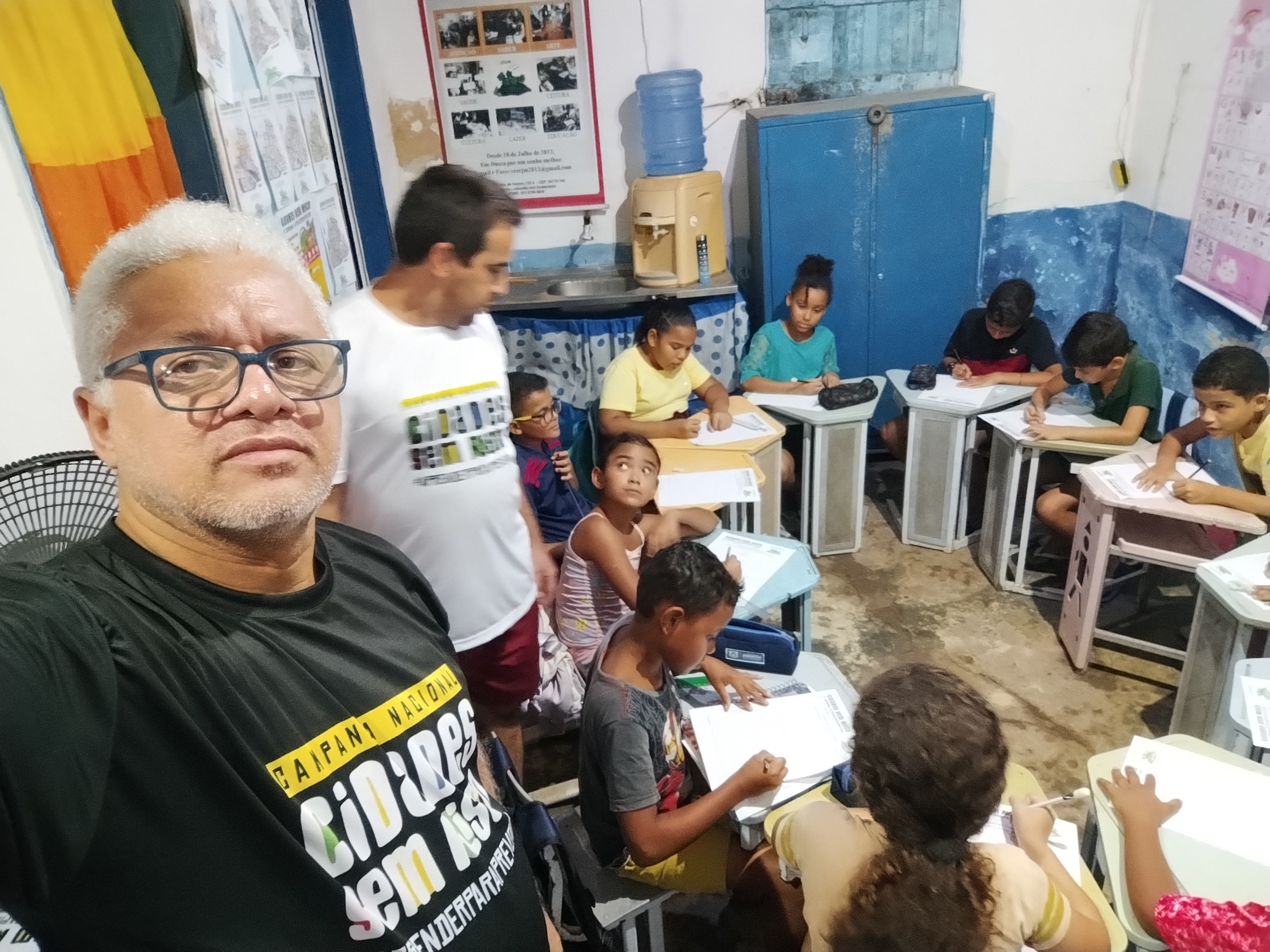 Lideranças da Campanha Orientando os jovens na produção