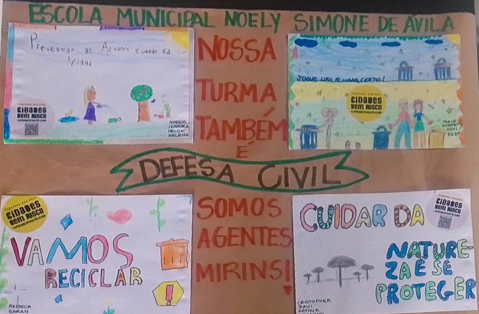 Mural finalizado com os cartazes produzidos