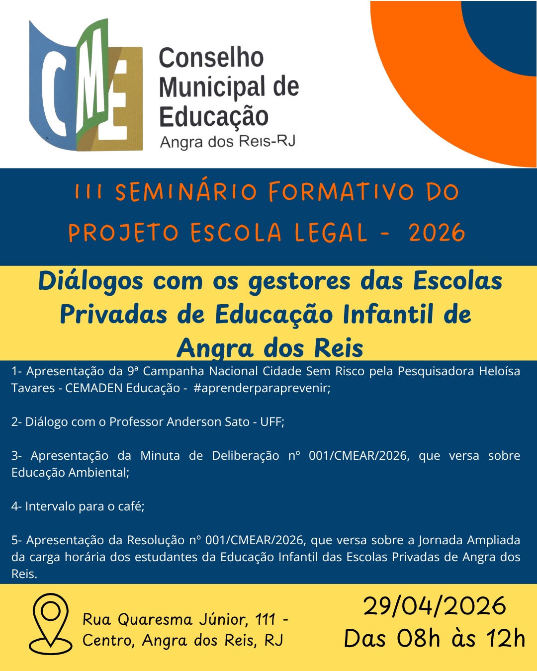 Convite aos gestores para o III Seminário Formativo do Projeto Escola Legal