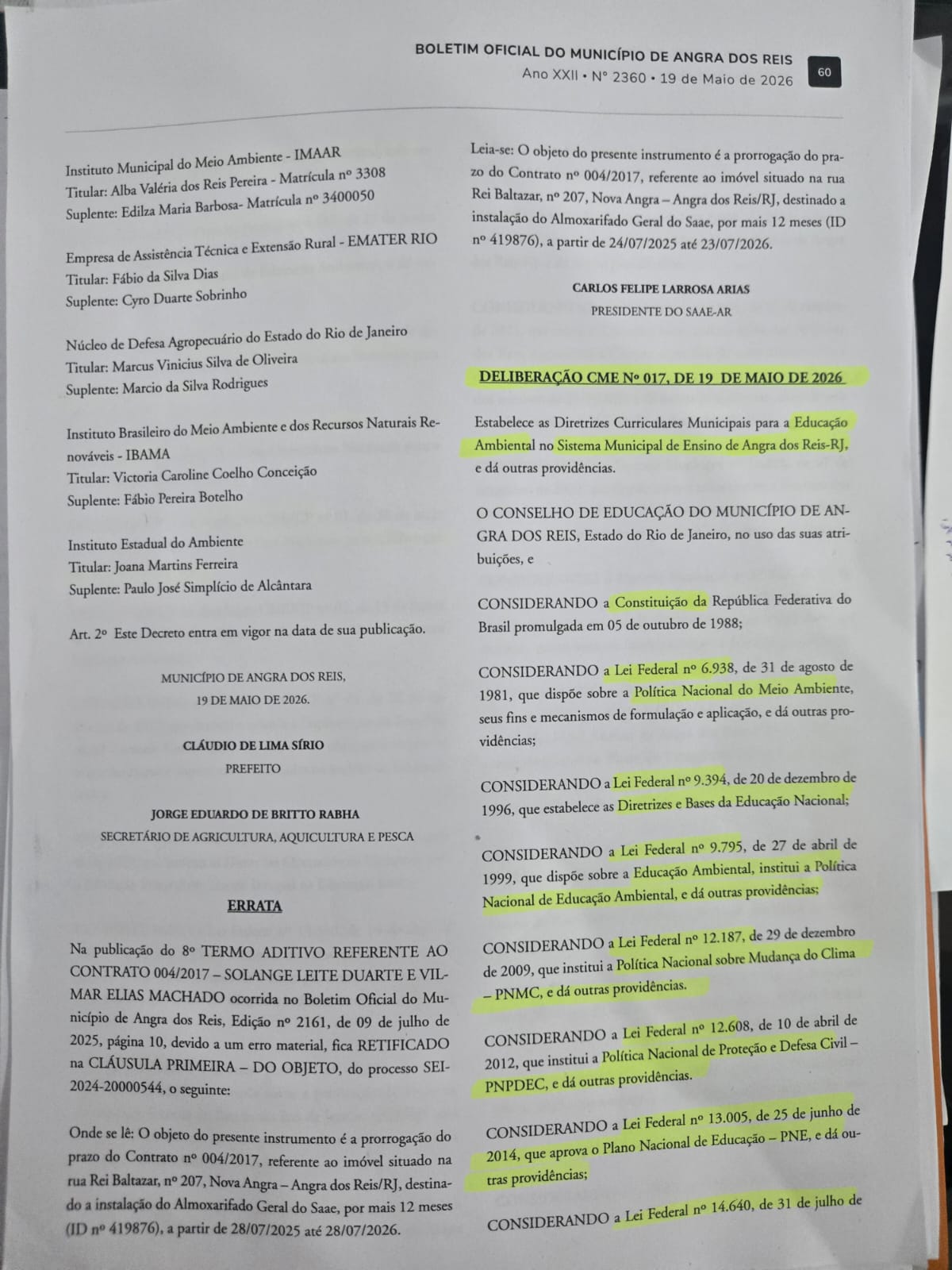 Deliberação 017/CME-AR/2026