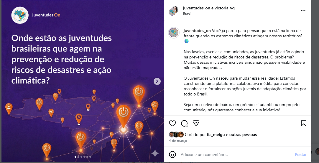 Evidência sobre a ênfase do projeto nas juventudes