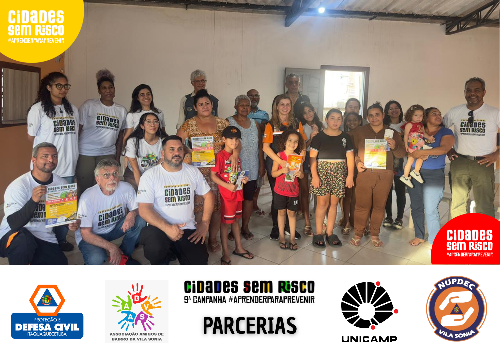 A campanha contou com a parceria do Professor Jefferson Picanço, coordenador do Plano Municipal de Redução Risco de Itaquaquecetuba, realizado entre 2024 e 2025. Também participaram os pesquisadores Luiz Bongiovanni e Alexandra Martins, a estudante de pós-graduação Sol Cordova e a estudante de graduação Rafaela Vital.