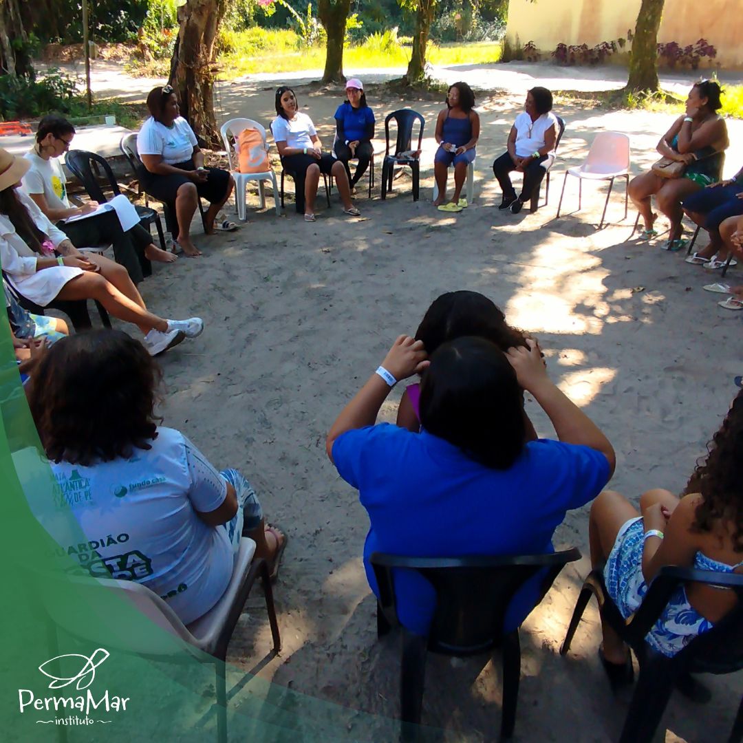 Roda de conversa comunitária sobre justiça climática, proteção dos territórios tradicionais e prevenção de riscos socioambientais na Biorregião da Costa Verde.