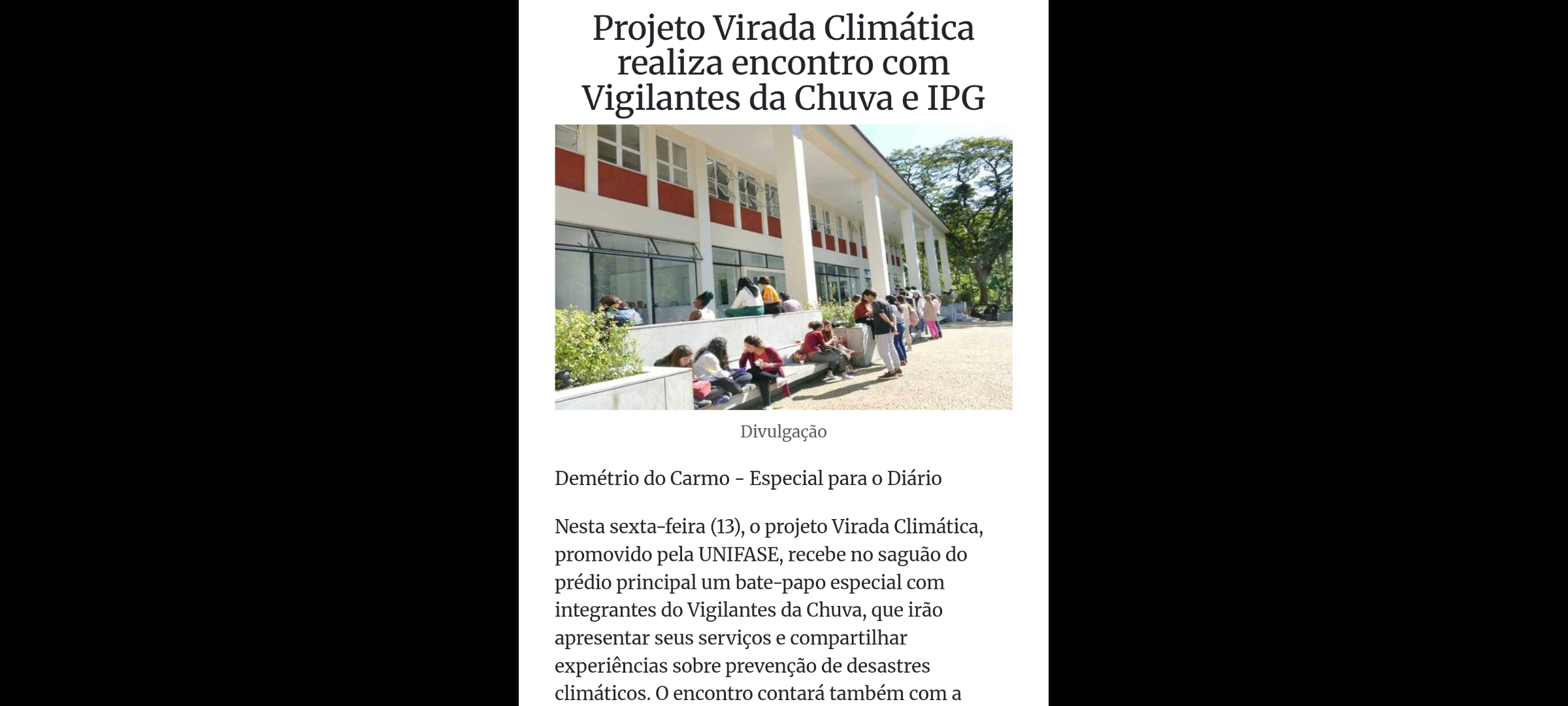 lancamento monitoramento ambiental dos vigilantes na virada climatica Unifase