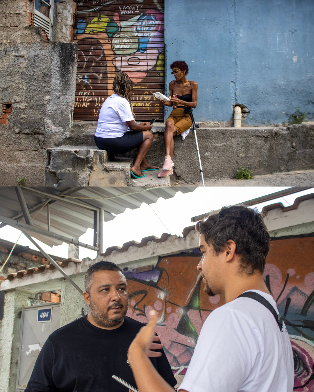 Moradores sendo entrevistados