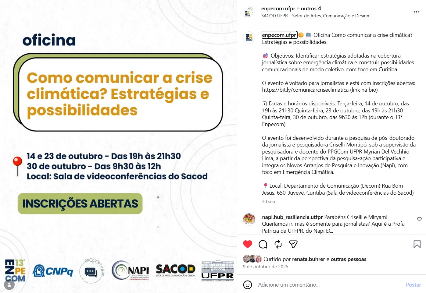 Divulgação no PPGCom UFPR