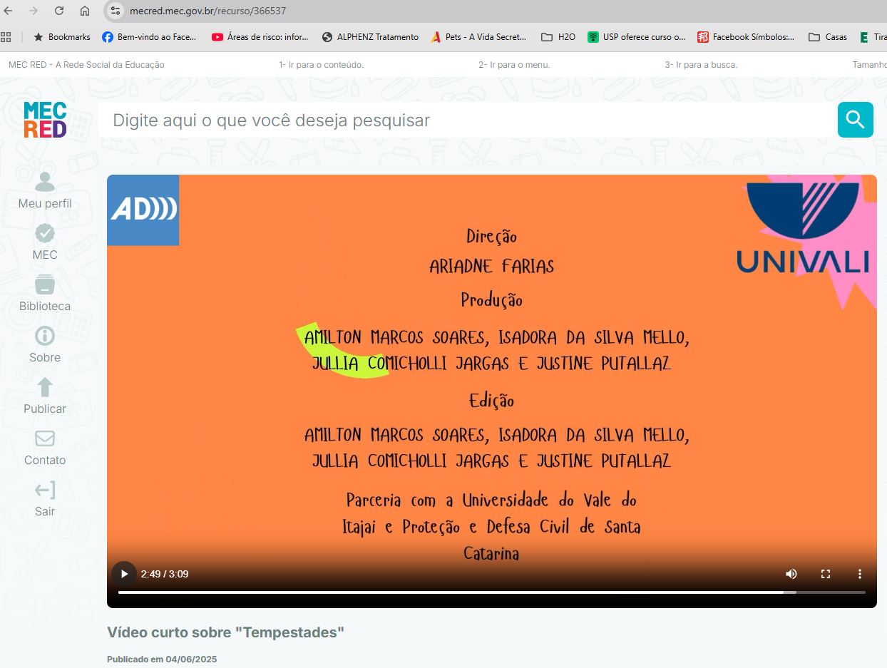 Autores e parcerias do vídeo sobre Tempestades
