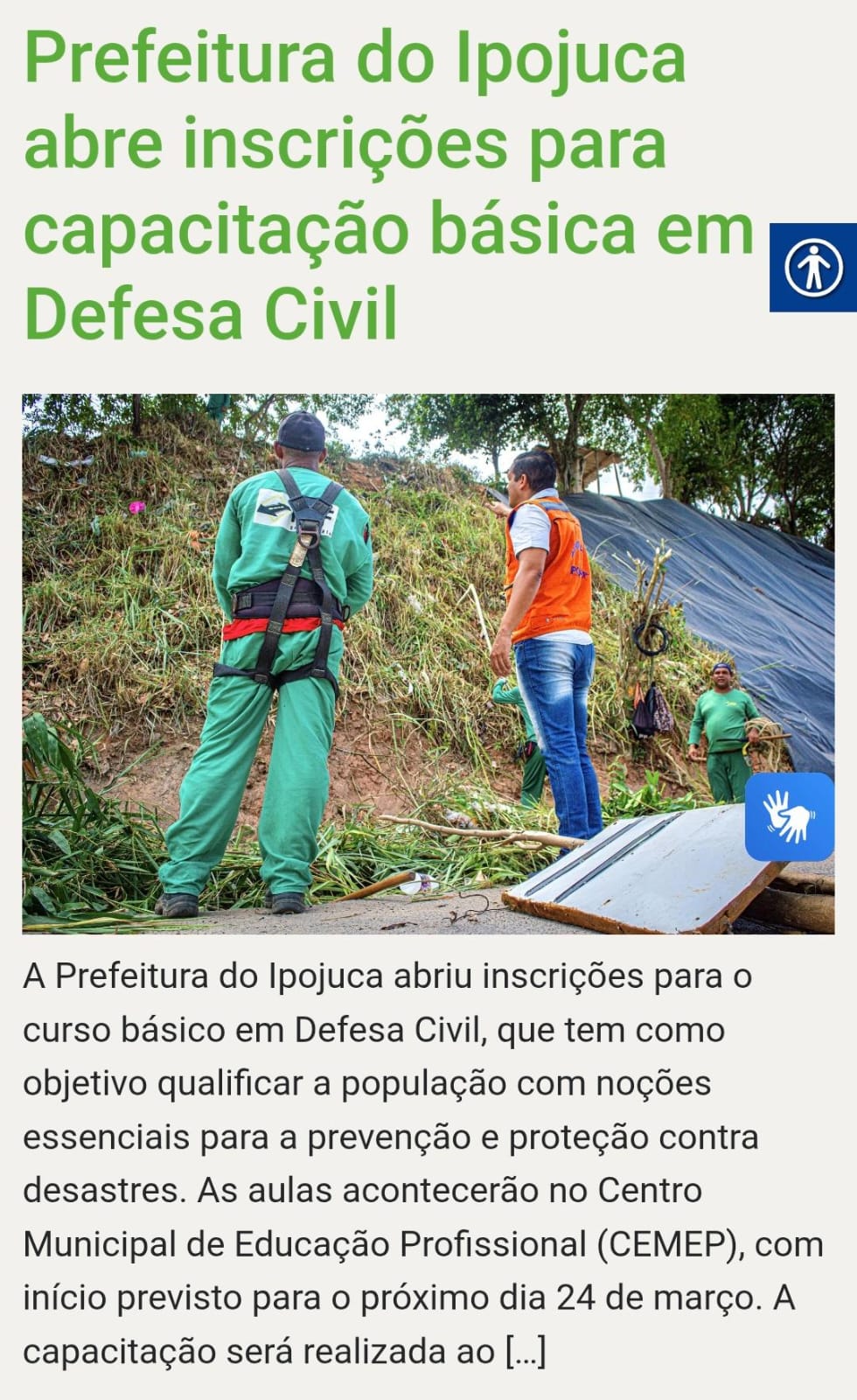 Divulgação do curso